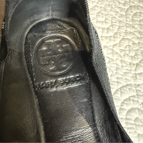 Tory Burch Black Flats with Gold Logo and White Dots - Picture 4 of 8